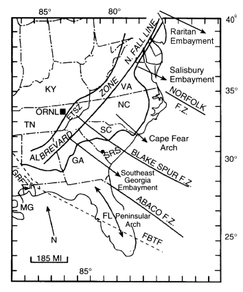 Map of the Southeastern United States