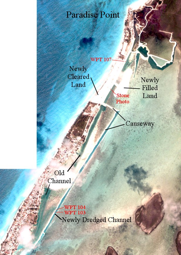 Fig 2.  Satellite Imagery Showing the Newly Dredged Channel on N. Bimini