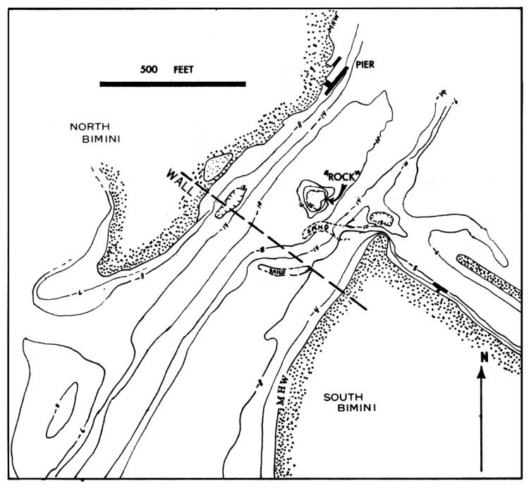 Bathymetry of Bimini Inlet Channel showing the proposed Wall location