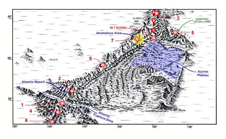 Physiographic diagram of the Azores region