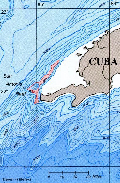 Bathymetric Map of Western Cuba